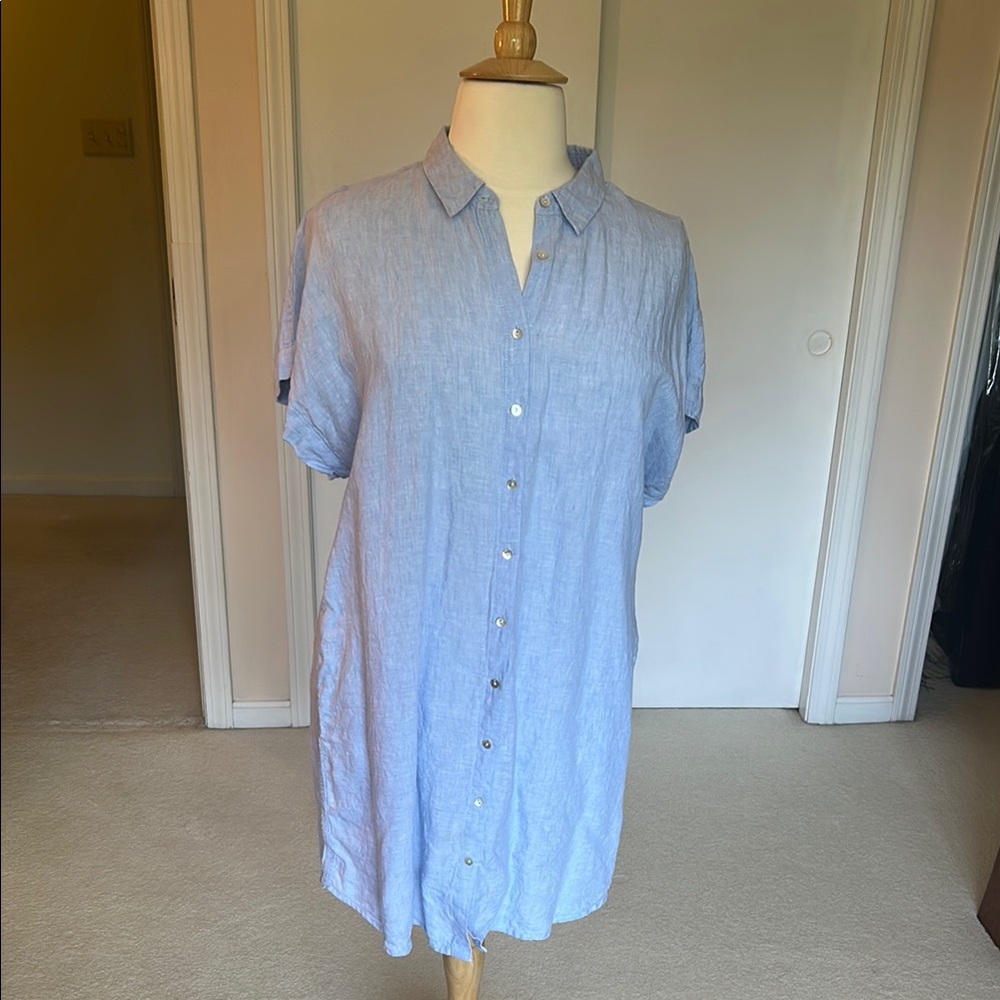 Beachy Blue Button-Up Shirt Dress
